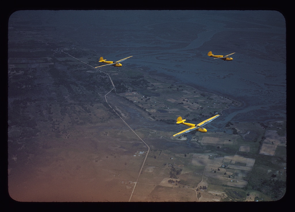 Marine Corps gliders flying over Parris Island
